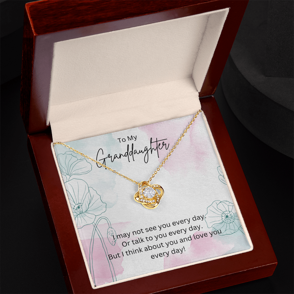 To My Granddaughter - Silver Necklace Gift from Grandparent - Personalised Message Card