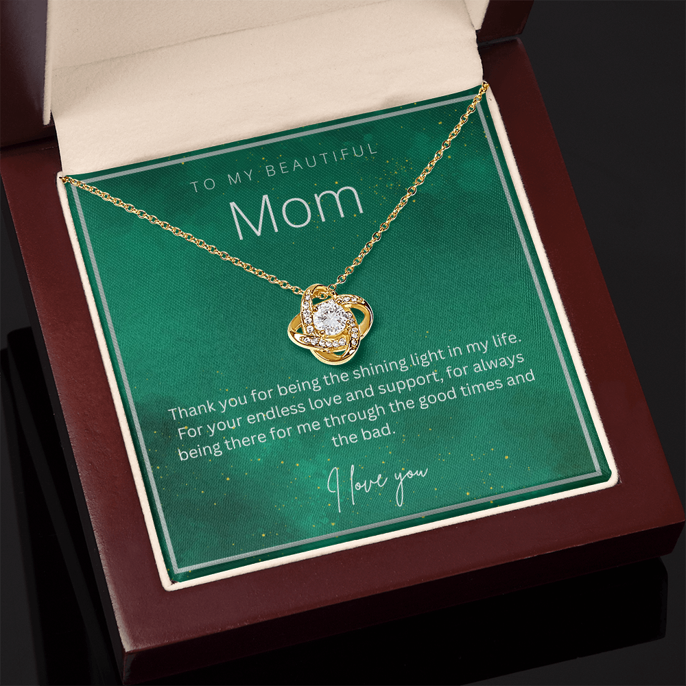 To My Beautiful Mom - Beautiful Love Knot Necklace From Son / Daughter