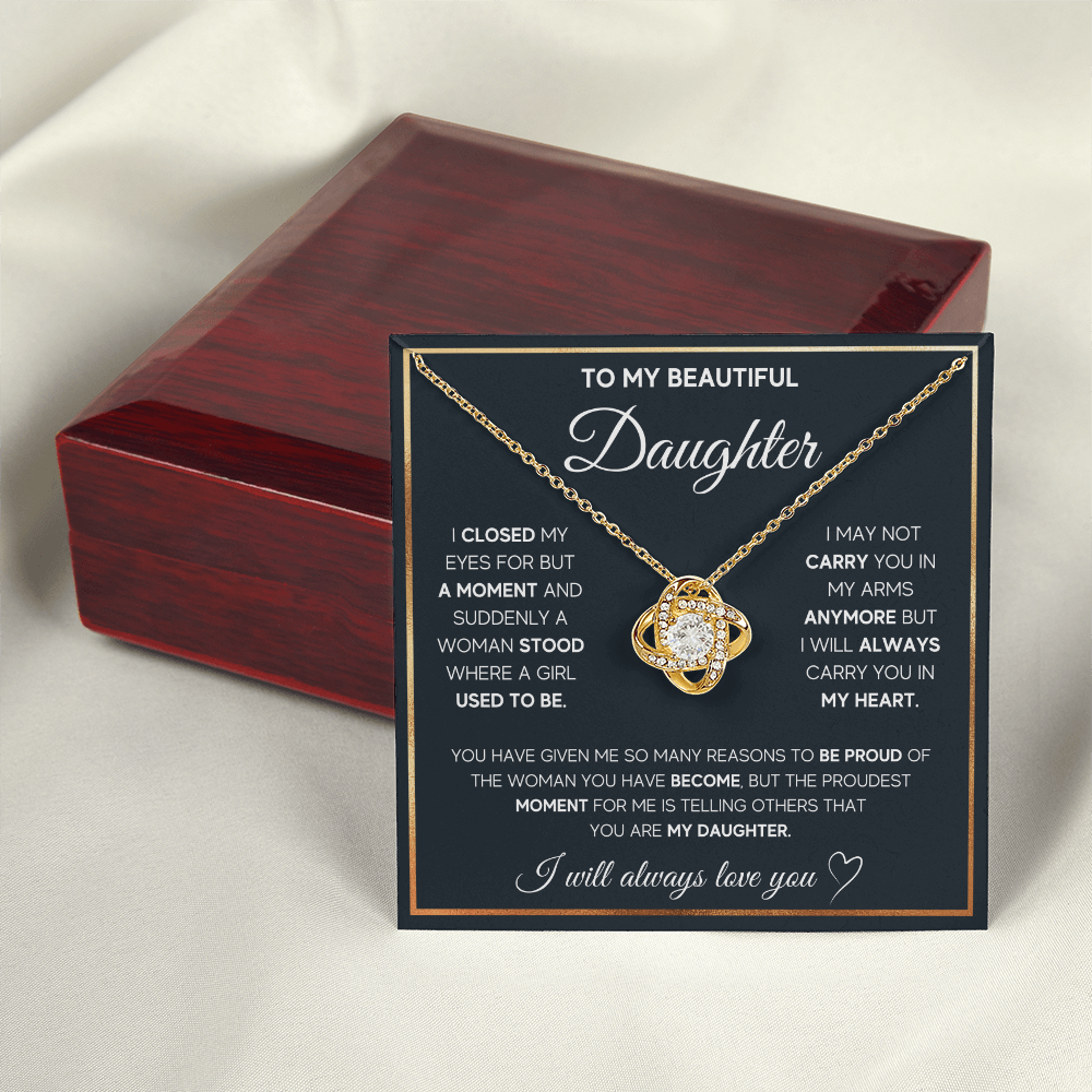 To My Beautiful Daughter Love Knot Gift Jewelry From Mom And Dad