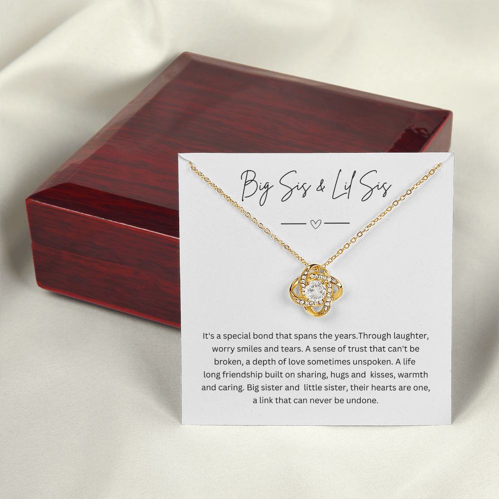Big Sis & Lil Sis - Silver Necklace Gift Jewellery For Sisters With Personalised Message Card
