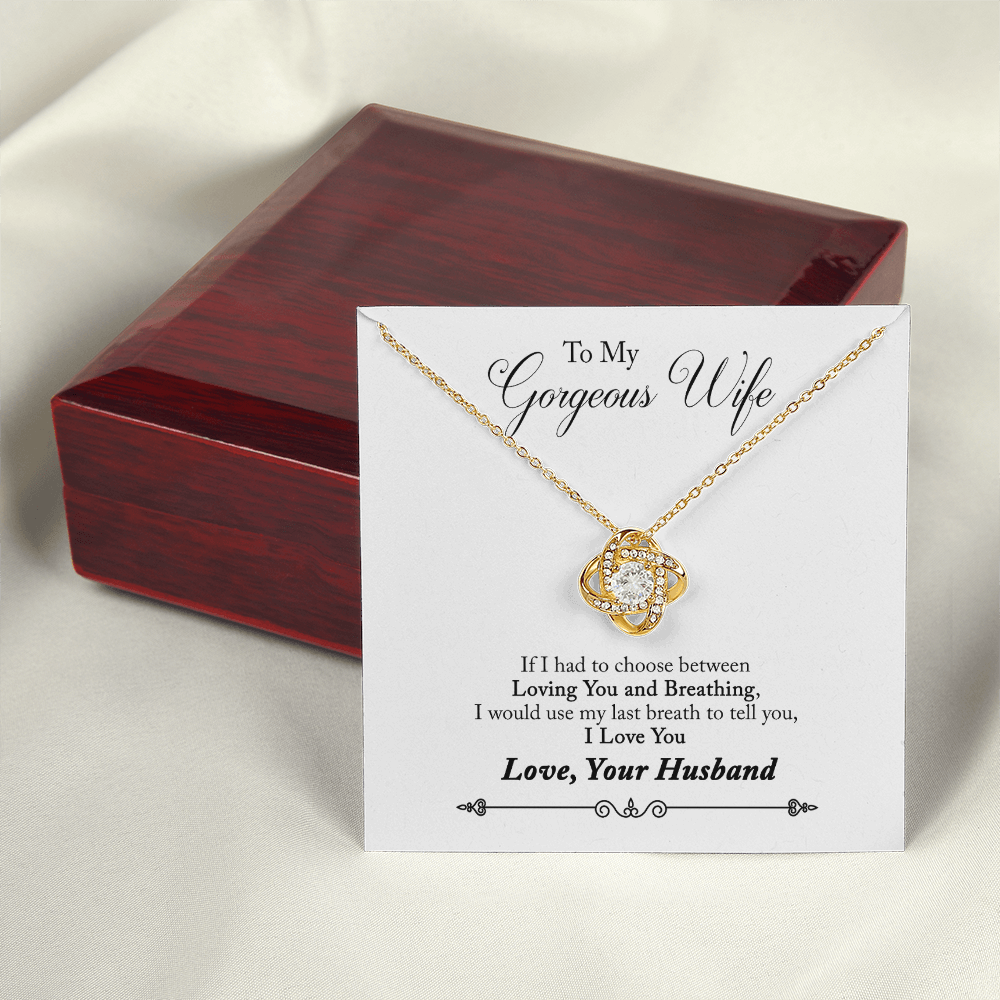 To My Gorgeous Wife Beautiful Love Knot Necklace  Gift Boxed From Husband