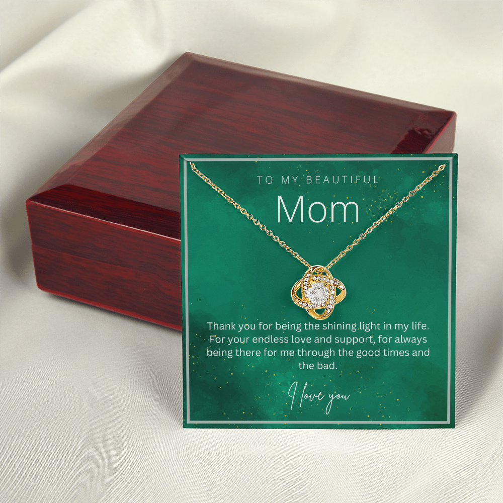 To My Beautiful Mom - Beautiful Love Knot Necklace From Son / Daughter