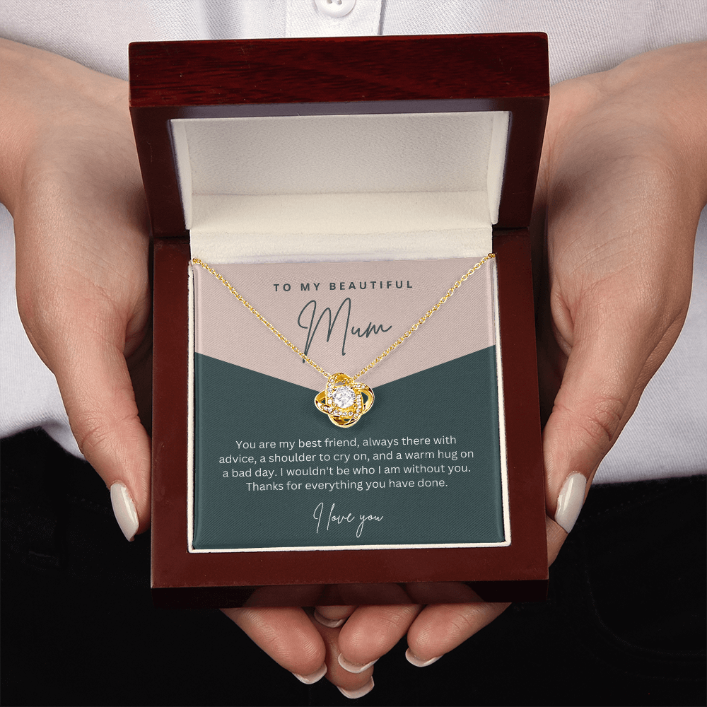 To My Beautiful Mum - Sterling Silver Necklace Personalised Gift With A Custom Message Card - Gift from Son / Daughter For Mum Two Tone