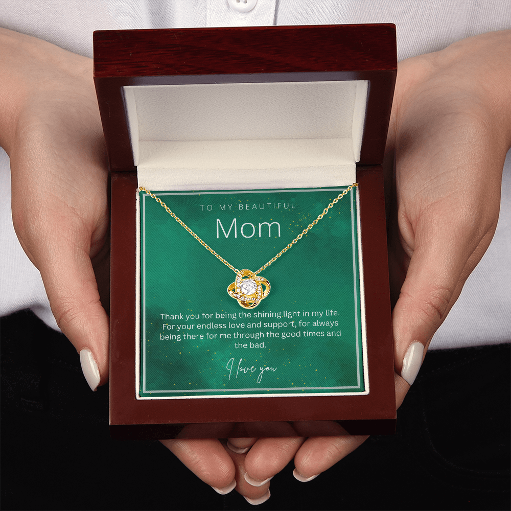 To My Beautiful Mom - Beautiful Love Knot Necklace From Son / Daughter
