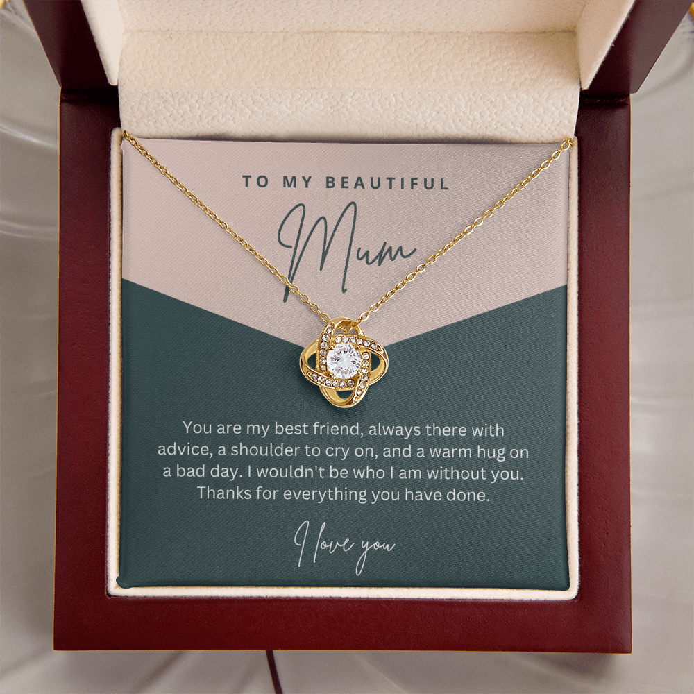 To My Beautiful Mum - Sterling Silver Necklace Personalised Gift With A Custom Message Card - Gift from Son / Daughter For Mum Two Tone