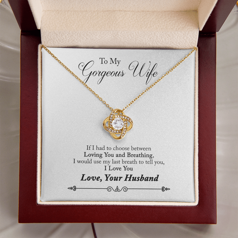To My Gorgeous Wife Beautiful Love Knot Necklace  Gift Boxed From Husband