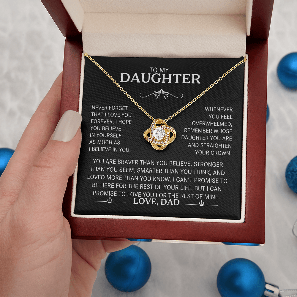To My Daughter Silver Love Knot Necklace Gift From Dad to Daughter - Personalized Message