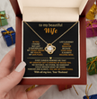 To My Beautiful Wife Love Knot Necklace, personalised Message Card Gift Boxed Wife Anniversary Gift