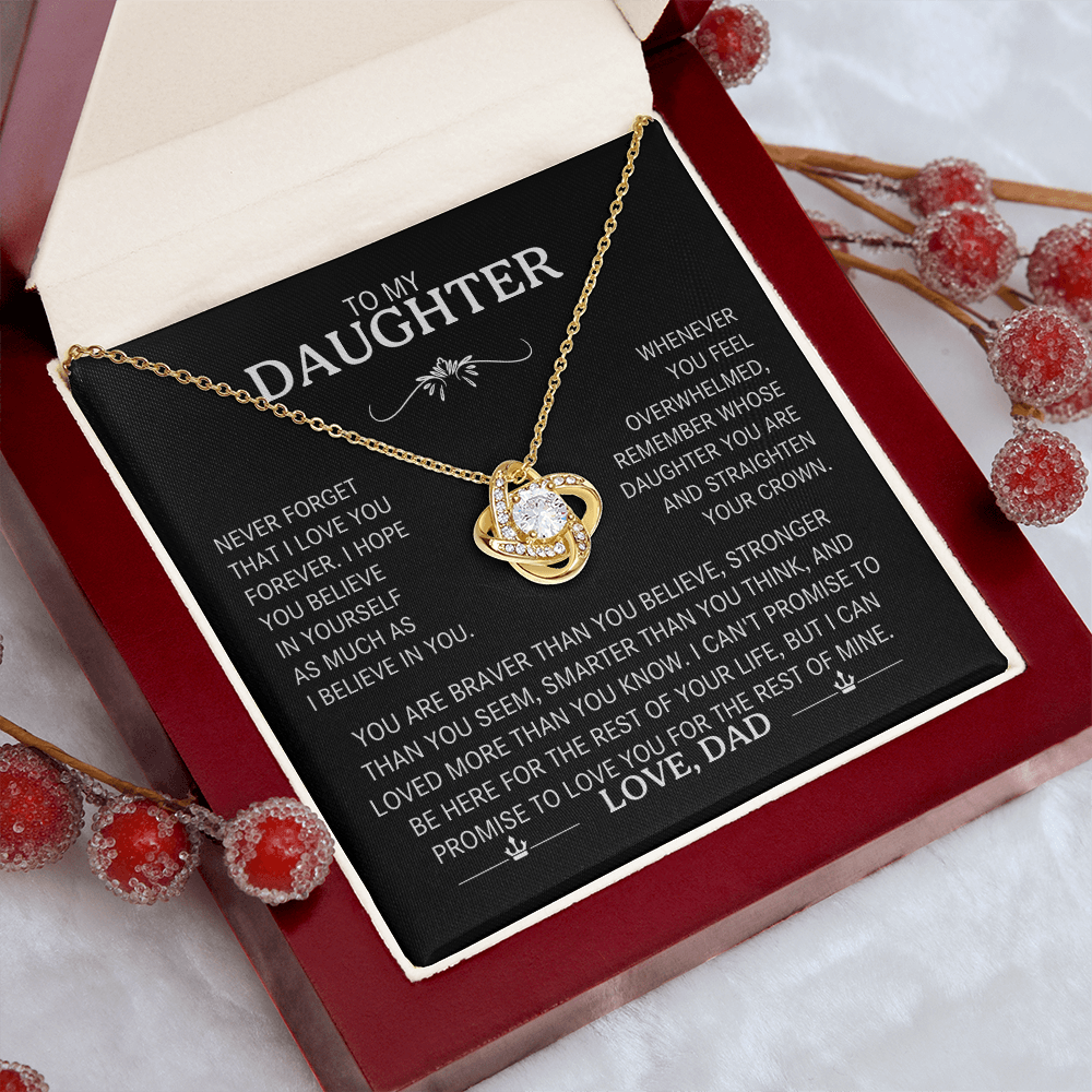 To My Daughter Silver Love Knot Necklace Gift From Dad to Daughter - Personalized Message