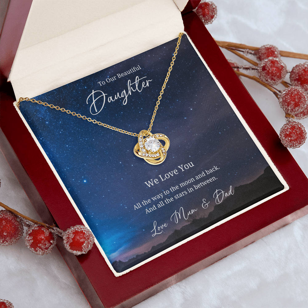 To My Beautful Daughter - Sterling Silver Necklace Personalised Gift With A Custom Message Card - Jewellery Gift for Daughter From Parents