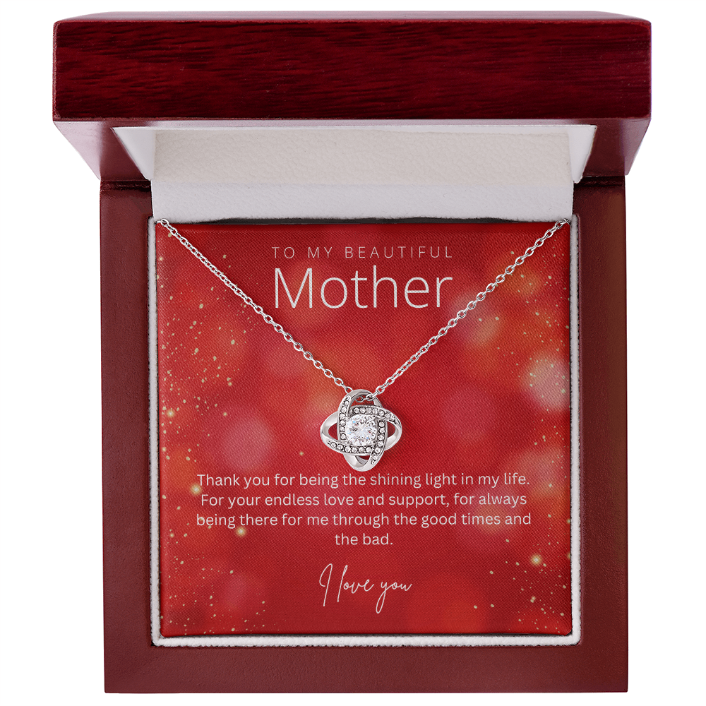 To My Beautiful Mother - Sterling Silver Necklace Personalised Gift With A Custom Message Card - Gift from Son / Daughter For Mum