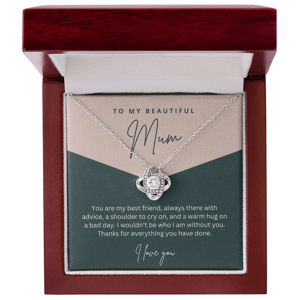 To My Beautiful Mum - Sterling Silver Necklace Personalised Gift With A Custom Message Card - Gift from Son / Daughter For Mum Two Tone