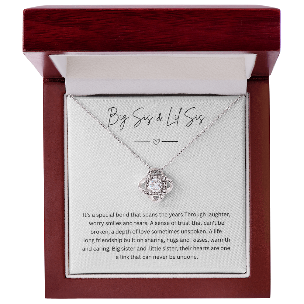 Big Sis & Lil Sis - Silver Necklace Gift Jewellery For Sisters With Personalised Message Card