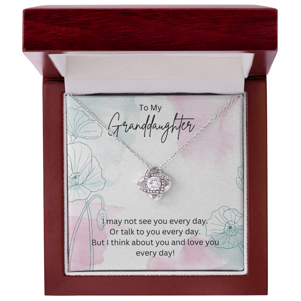 To My Granddaughter - Silver Necklace Gift from Grandparent - Personalised Message Card