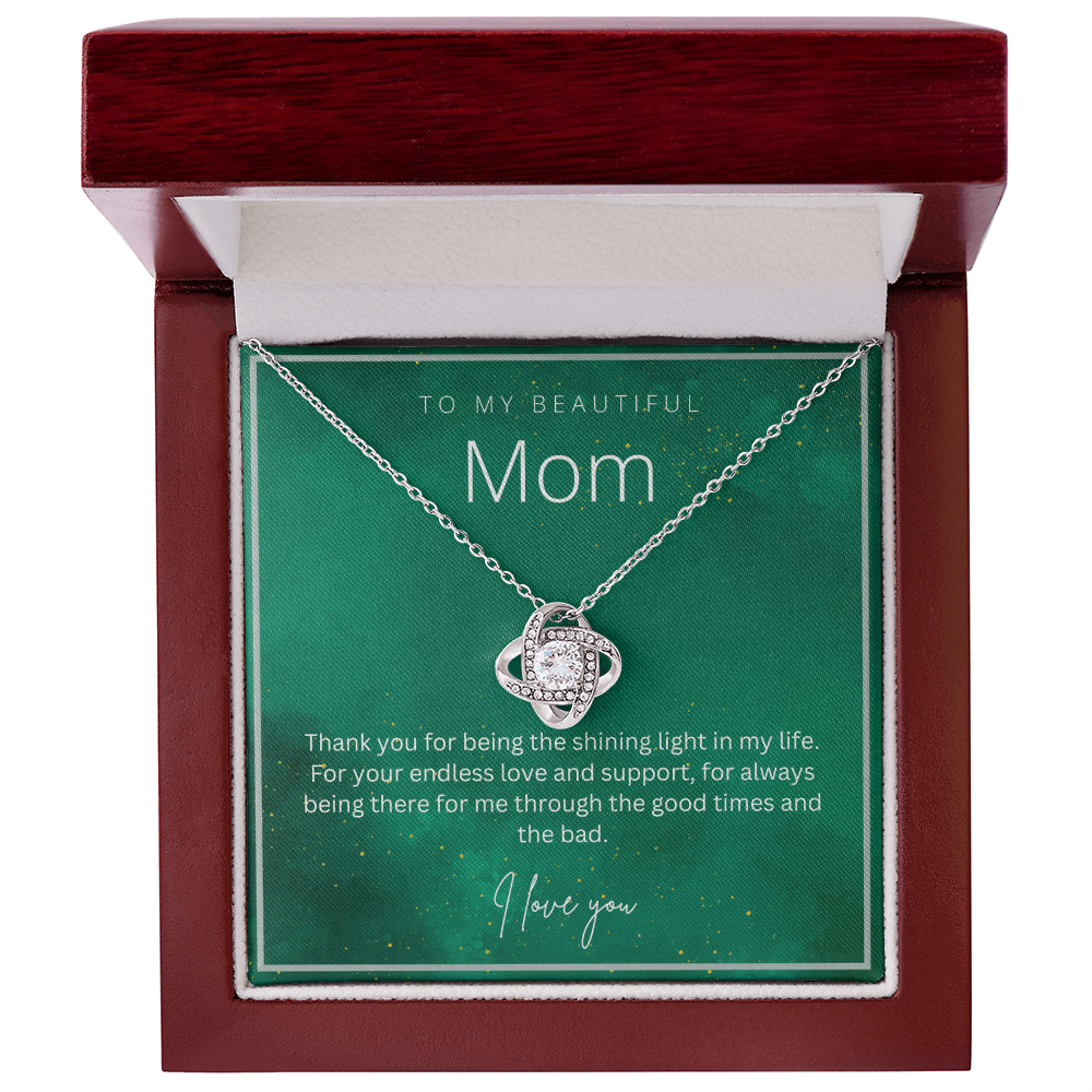 To My Beautiful Mom - Beautiful Love Knot Necklace From Son / Daughter