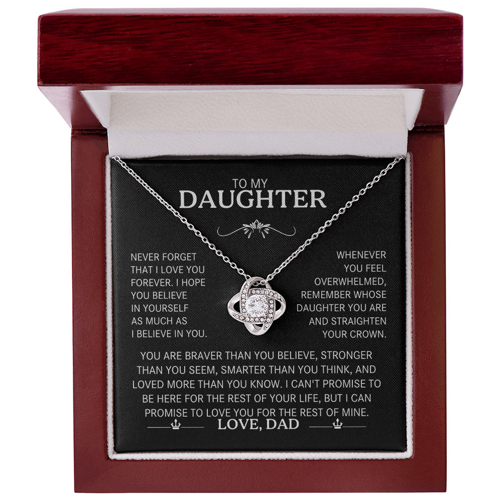 To My Daughter Silver Love Knot Necklace Gift From Dad to Daughter - Personalized Message