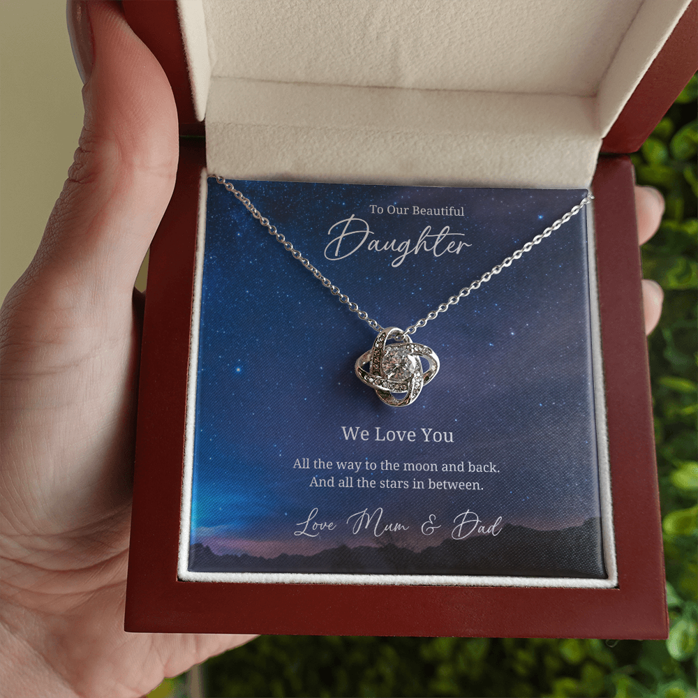 To My Beautful Daughter - Sterling Silver Necklace Personalised Gift With A Custom Message Card - Jewellery Gift for Daughter From Parents