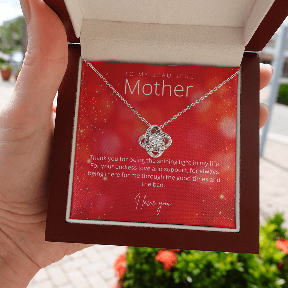 To My Beautiful Mother - Sterling Silver Necklace Personalised Gift With A Custom Message Card - Gift from Son / Daughter For Mum