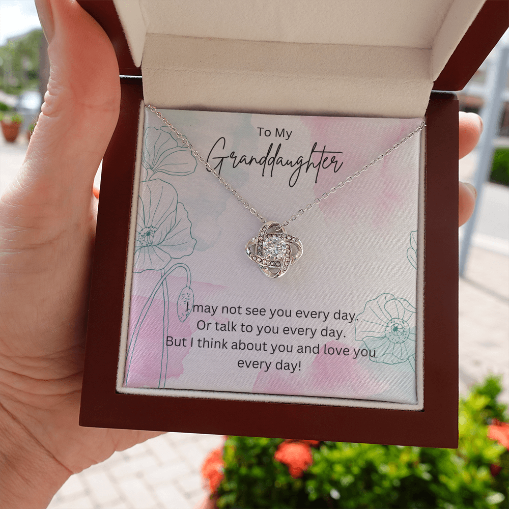 To My Granddaughter - Silver Necklace Gift from Grandparent - Personalised Message Card