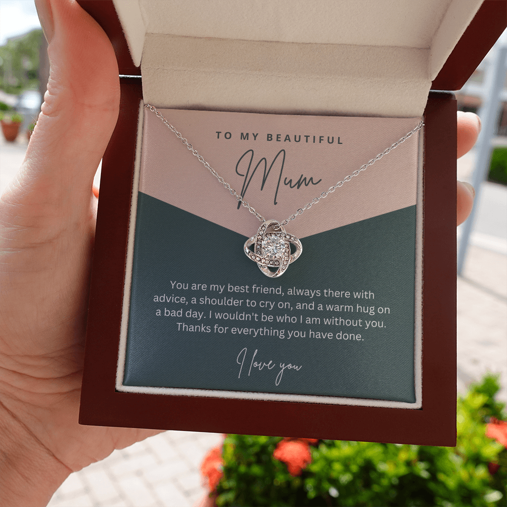 To My Beautiful Mum - Sterling Silver Necklace Personalised Gift With A Custom Message Card - Gift from Son / Daughter For Mum Two Tone