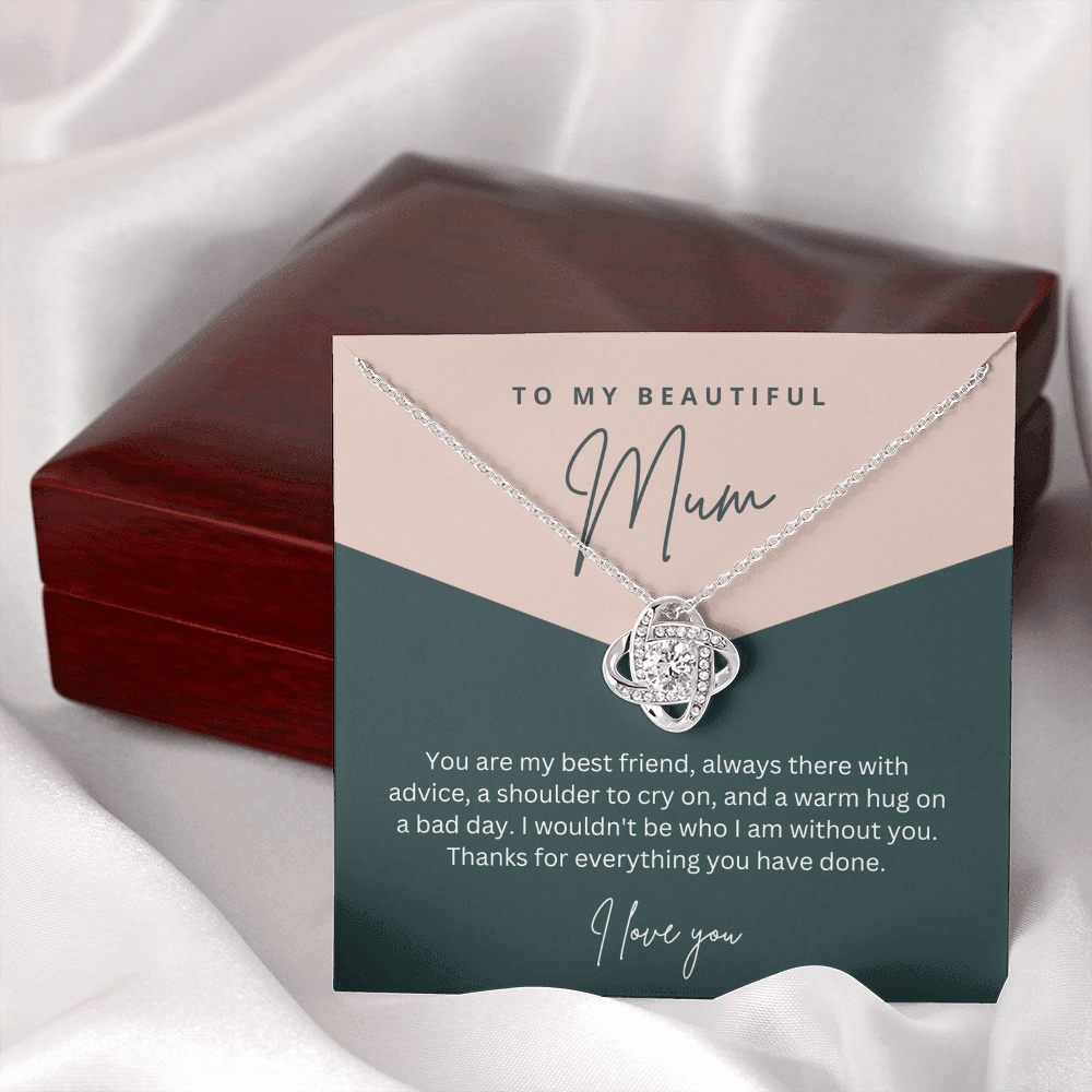 To My Beautiful Mum - Sterling Silver Necklace Personalised Gift With A Custom Message Card - Gift from Son / Daughter For Mum Two Tone