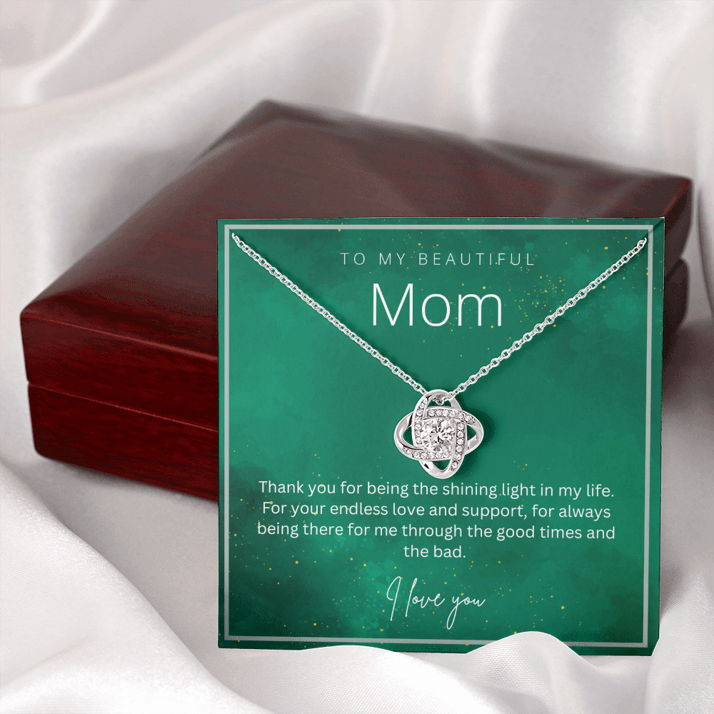 To My Beautiful Mom - Beautiful Love Knot Necklace From Son / Daughter