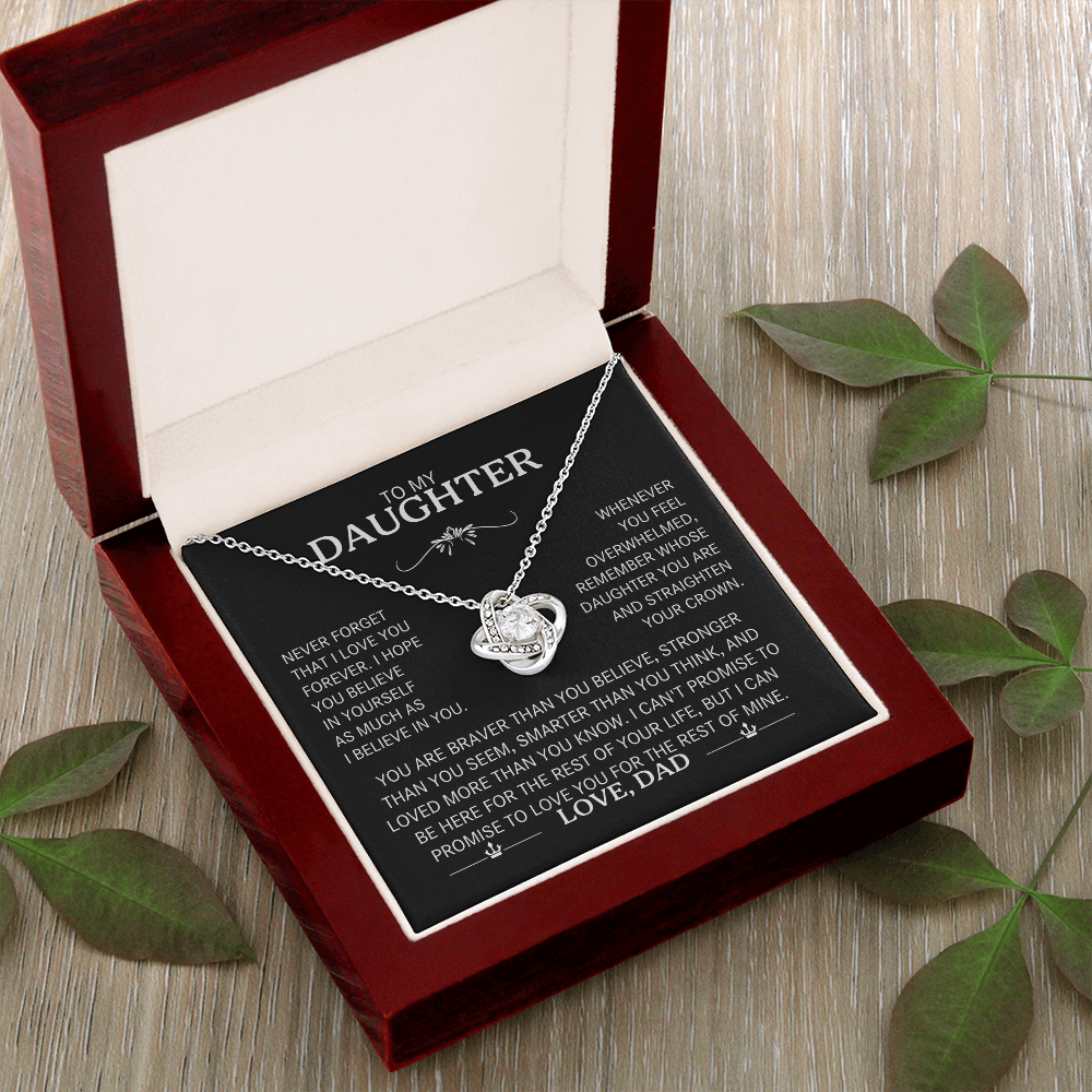 To My Daughter Silver Love Knot Necklace Gift From Dad to Daughter - Personalized Message