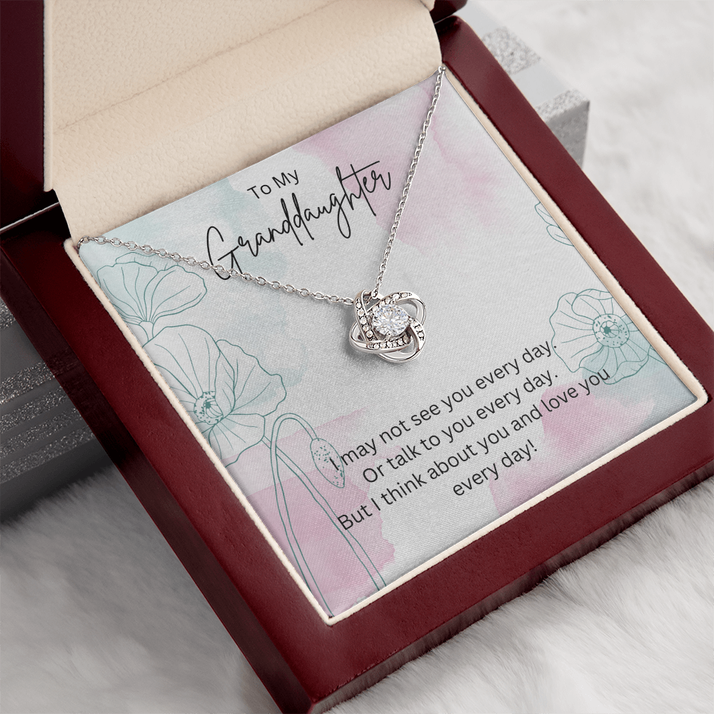 To My Granddaughter - Silver Necklace Gift from Grandparent - Personalised Message Card