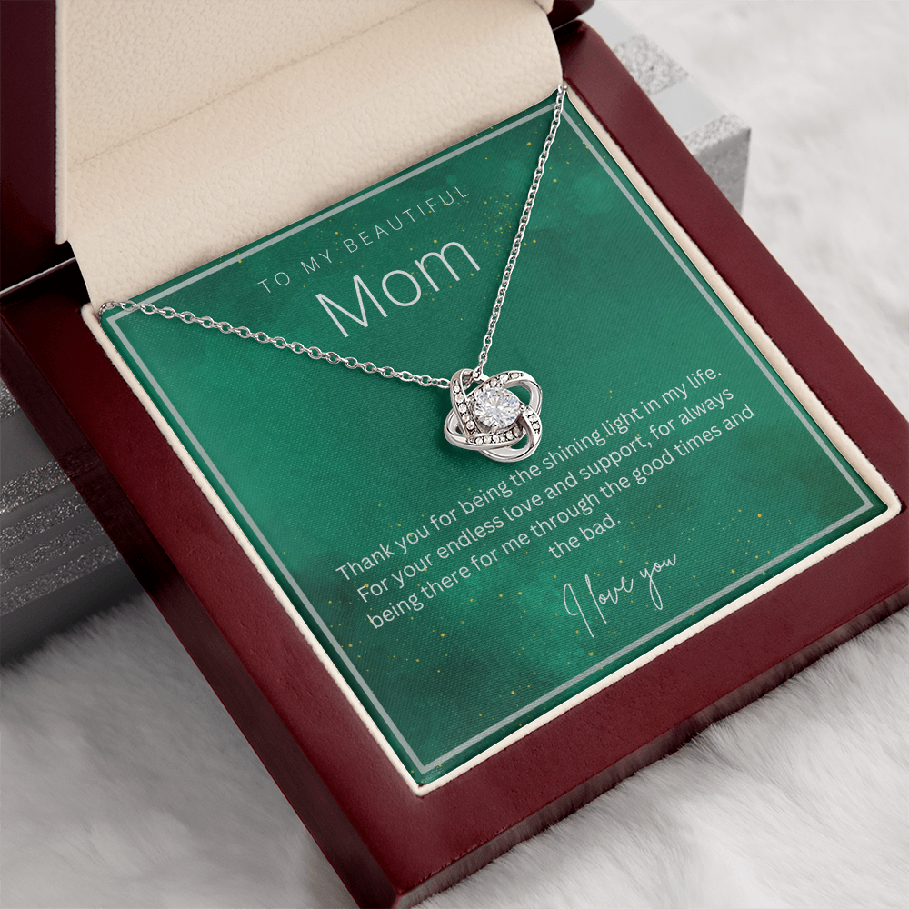 To My Beautiful Mom - Beautiful Love Knot Necklace From Son / Daughter