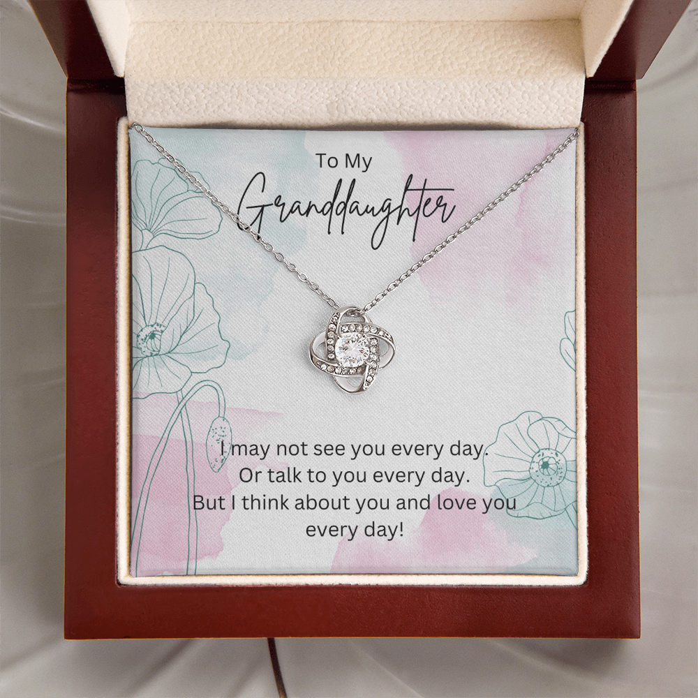 To My Granddaughter - Silver Necklace Gift from Grandparent - Personalised Message Card