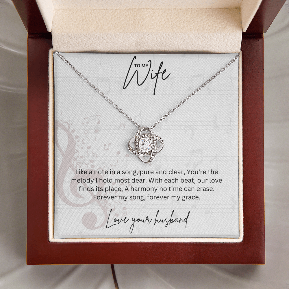Gift For Musical Wife - Sterling Silver Love Knot Necklace - Anniversary Gift For Her