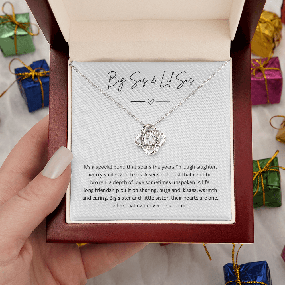 Big Sis & Lil Sis - Silver Necklace Gift Jewellery For Sisters With Personalised Message Card