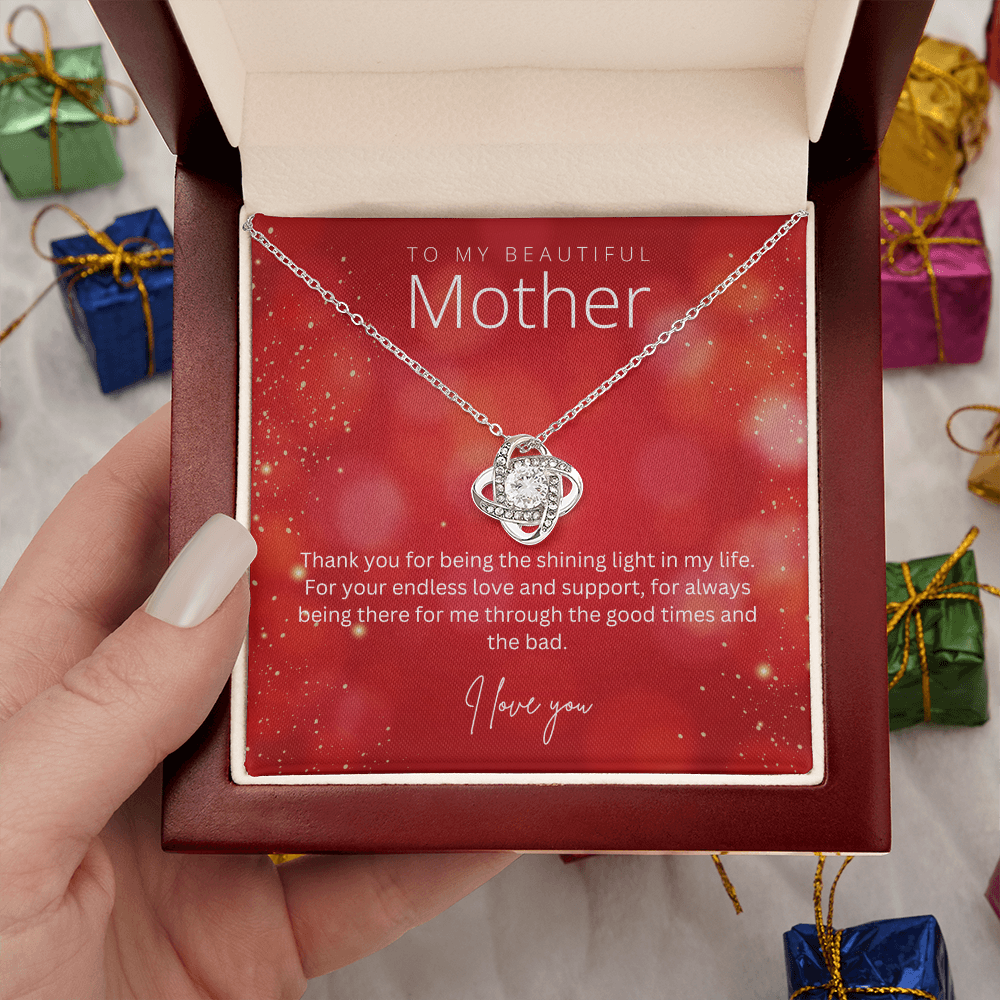 To My Beautiful Mother - Sterling Silver Necklace Personalised Gift With A Custom Message Card - Gift from Son / Daughter For Mum