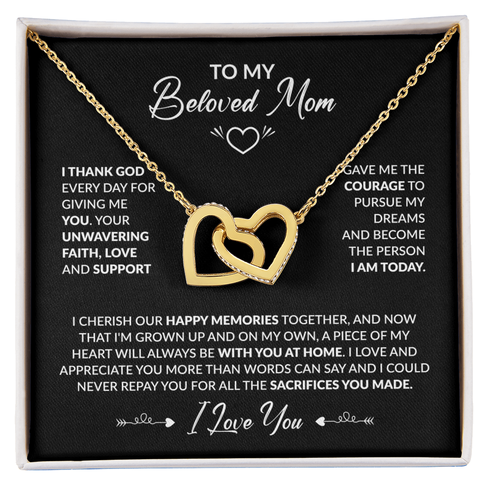To My Beloved Mom Beautiful Interlocking Heart Gift Boxed