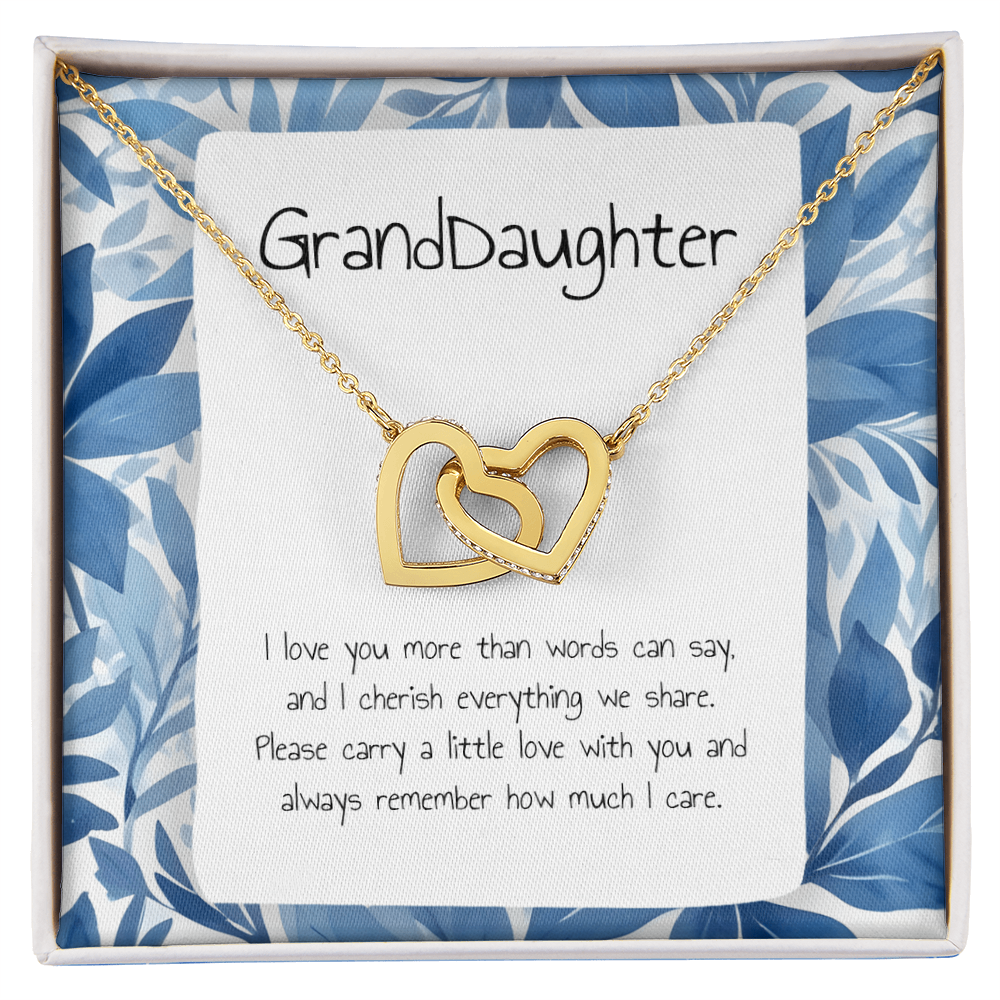 Gift For Granddaughter- Interlocking Heart Necklace - Personalised Message Card