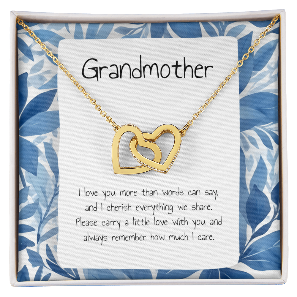 Gift For Grandmother- Interlocking Heart Necklace - Personalised Message Card