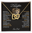To My Daughter Your A Lioness - Beautiful Interlocking Heart Necklace