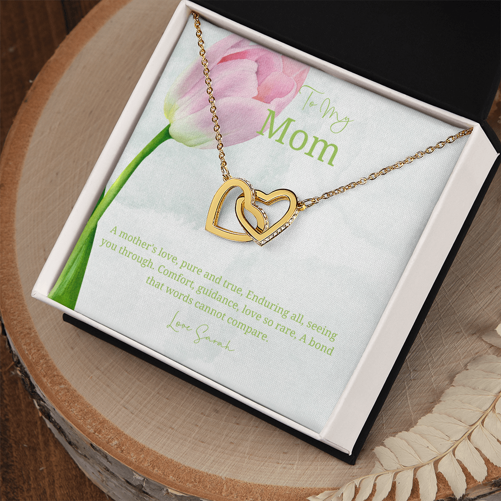 To My Mother - Choice of Beautiful Silver Necklaces in a Mahogany Gift Box with a Custom Message Card - Gift from Son / Daughter For Mum