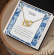 Gift For Sister - Interlocking Heart Necklace - Personalised Message Card