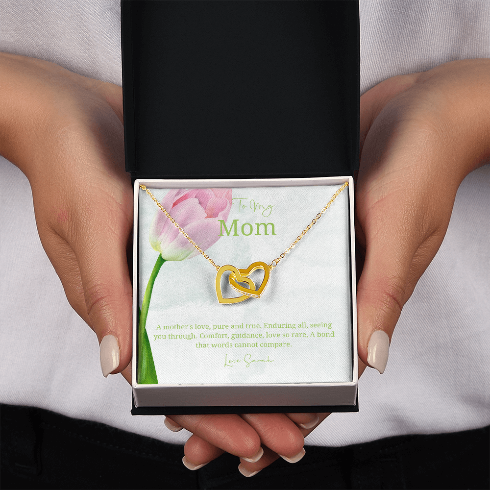 To My Mother - Choice of Beautiful Silver Necklaces in a Mahogany Gift Box with a Custom Message Card - Gift from Son / Daughter For Mum