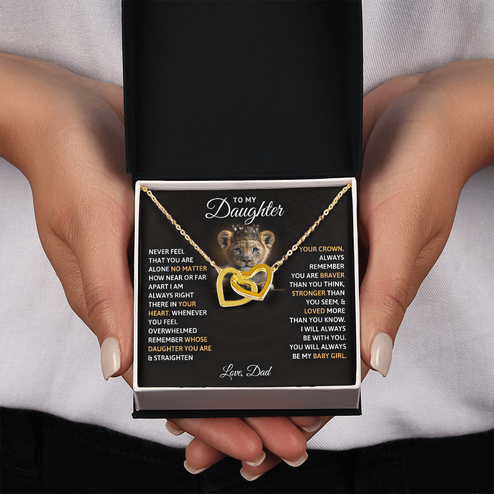 To My Daughter Your A Lioness - Beautiful Interlocking Heart Necklace
