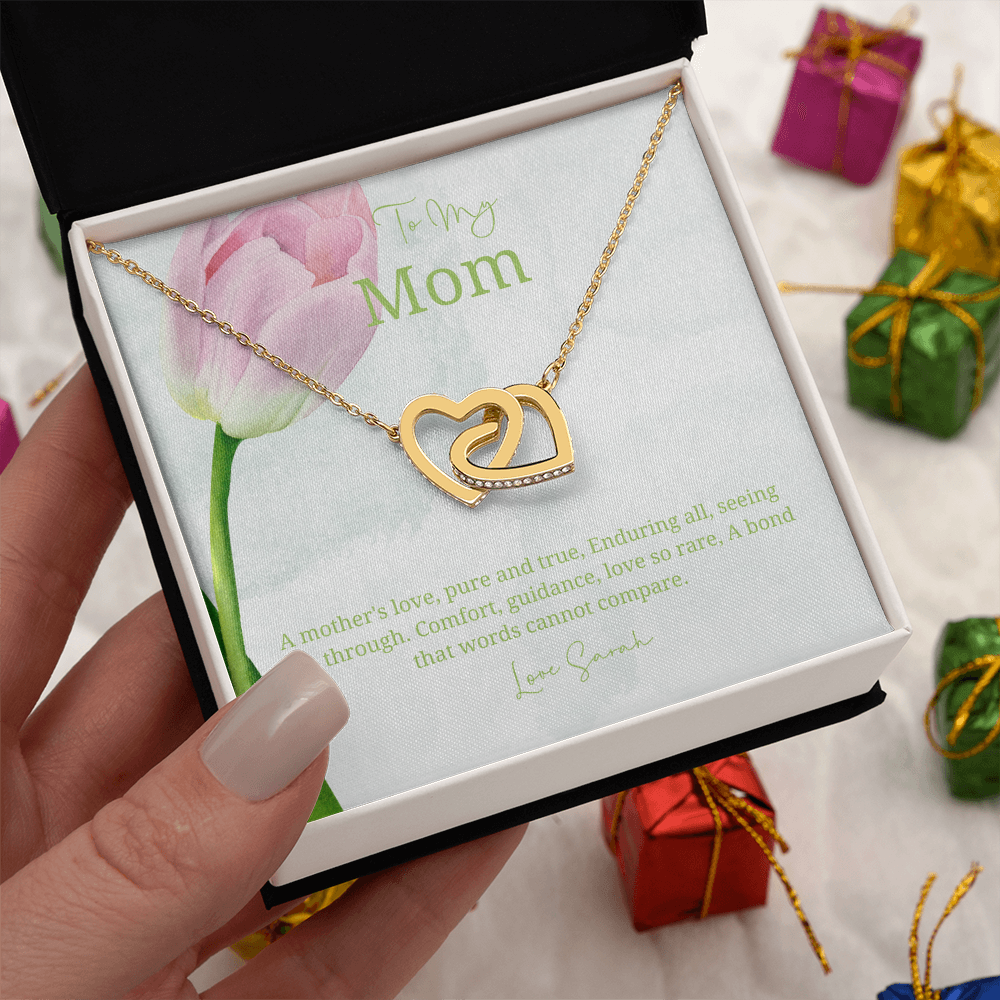 To My Mother - Choice of Beautiful Silver Necklaces in a Mahogany Gift Box with a Custom Message Card - Gift from Son / Daughter For Mum