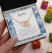 Present For Auntie - Interlocking Heart Necklace - Personalised Message Card - Birthday Christmas Gift For Aunt