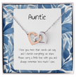 Present For Auntie - Interlocking Heart Necklace - Personalised Message Card - Birthday Christmas Gift For Aunt