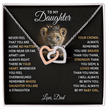 To My Daughter Your A Lioness - Beautiful Interlocking Heart Necklace
