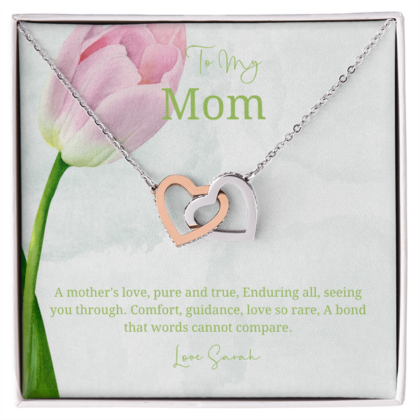 To My Mother - Choice of Beautiful Silver Necklaces in a Mahogany Gift Box with a Custom Message Card - Gift from Son / Daughter For Mum