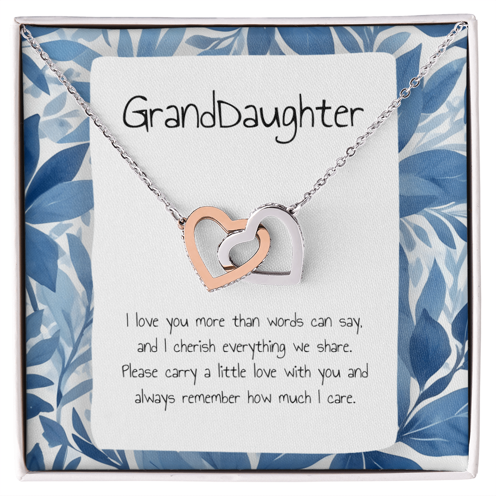 Gift For Granddaughter- Interlocking Heart Necklace - Personalised Message Card