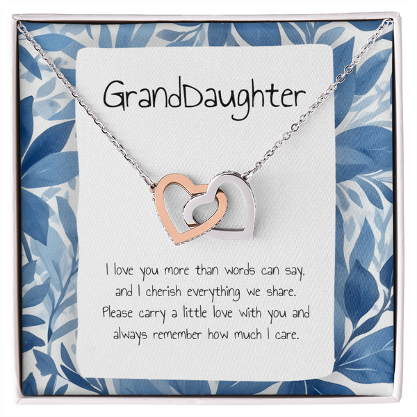 Gift For Granddaughter- Interlocking Heart Necklace - Personalised Message Card