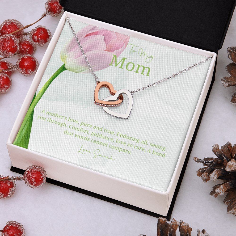 To My Mother - Choice of Beautiful Silver Necklaces in a Mahogany Gift Box with a Custom Message Card - Gift from Son / Daughter For Mum