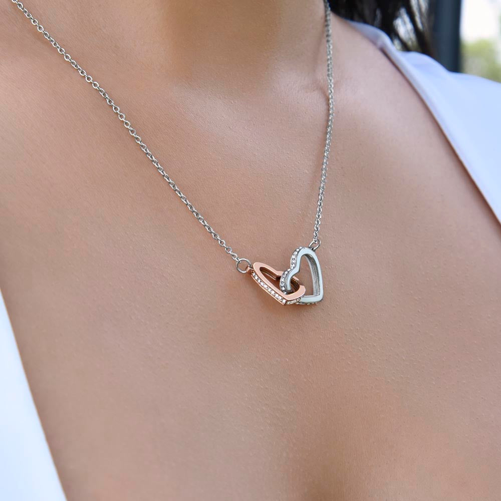 To My Daughter Your A Lioness - Beautiful Interlocking Heart Necklace